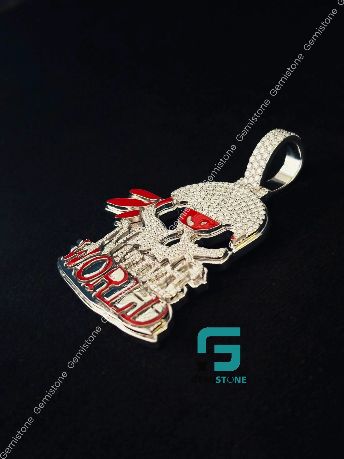 925 Sterling Silver Moissanite Iced Out Hip Hop Skull Hip Hop Pendant For Men