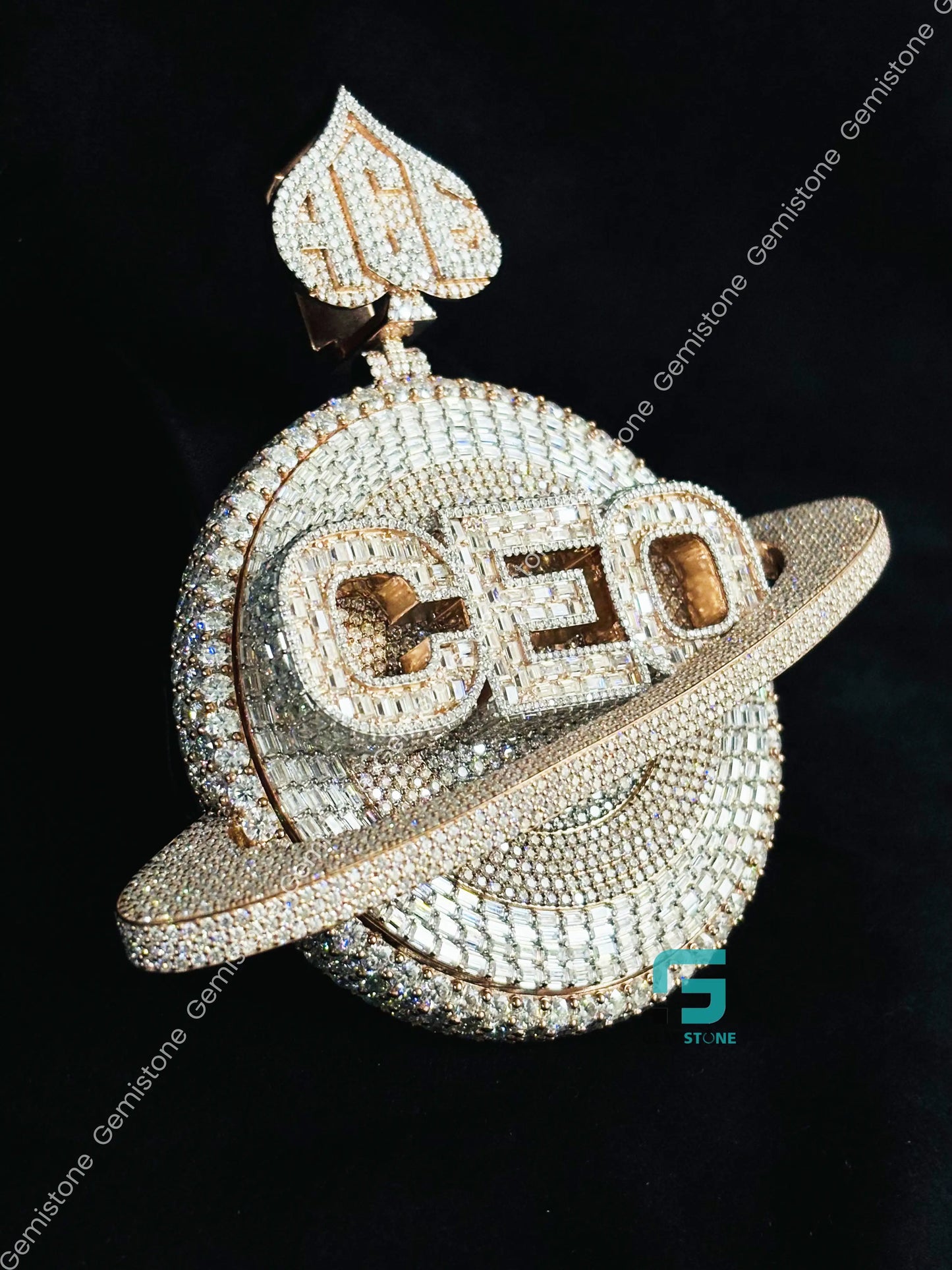 925 Sterling Silver Moissanite Rose Gold Plated Custom Name CEO Pendant