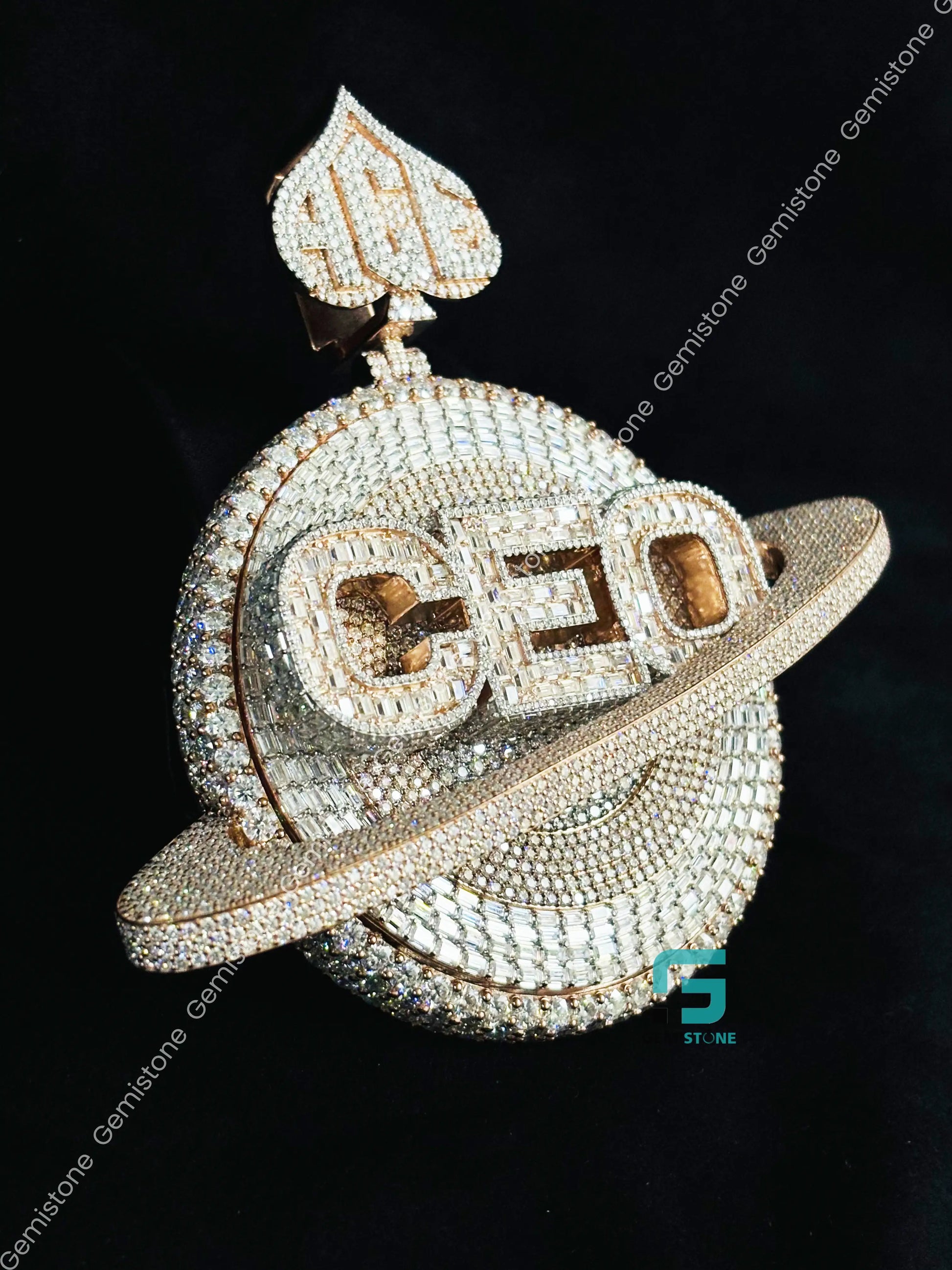 925 Sterling Silver Moissanite Rose Gold Plated Custom Name CEO Pendant
