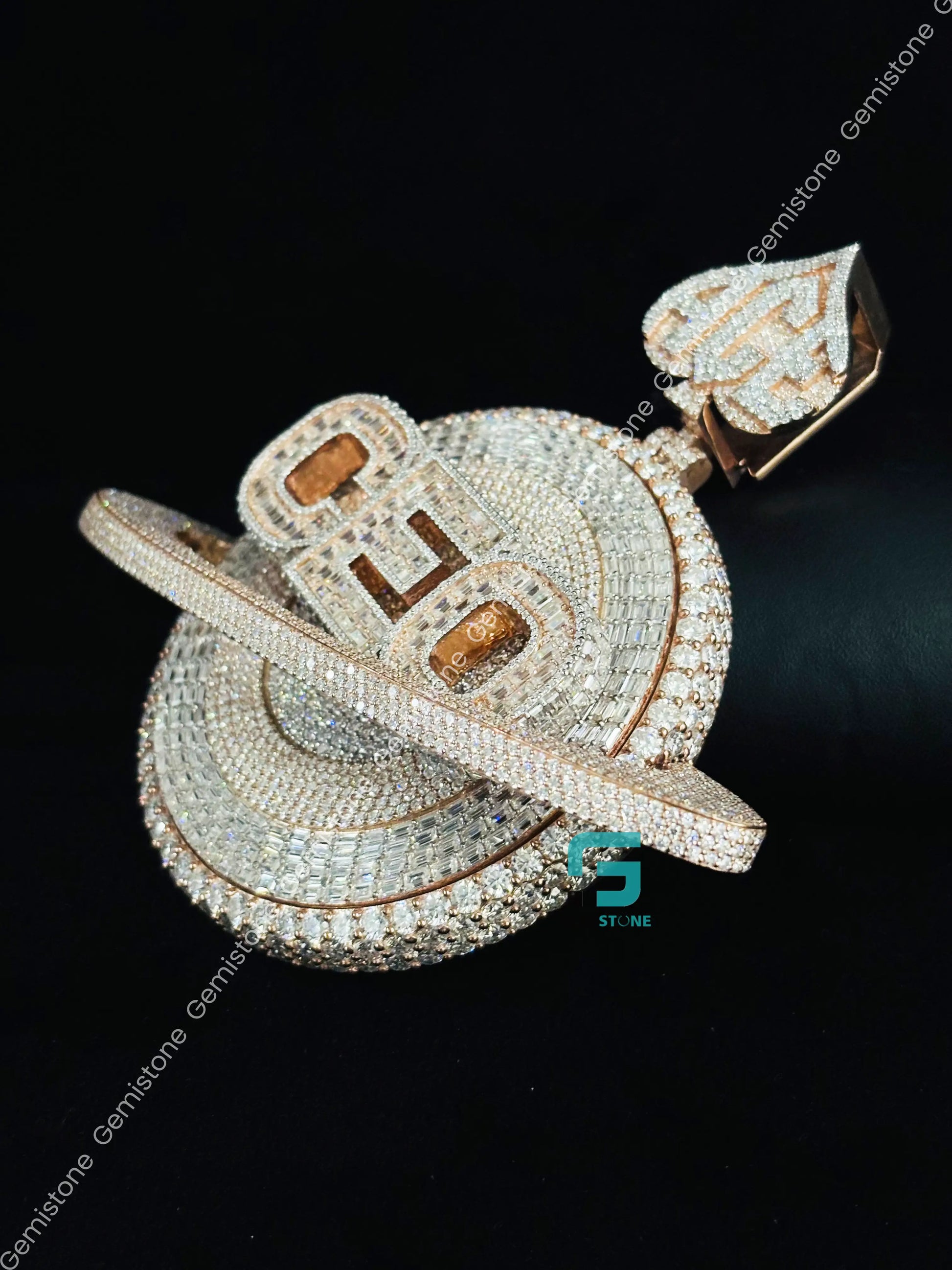 925 Sterling Silver Moissanite Rose Gold Plated Custom Name CEO Pendant For Men