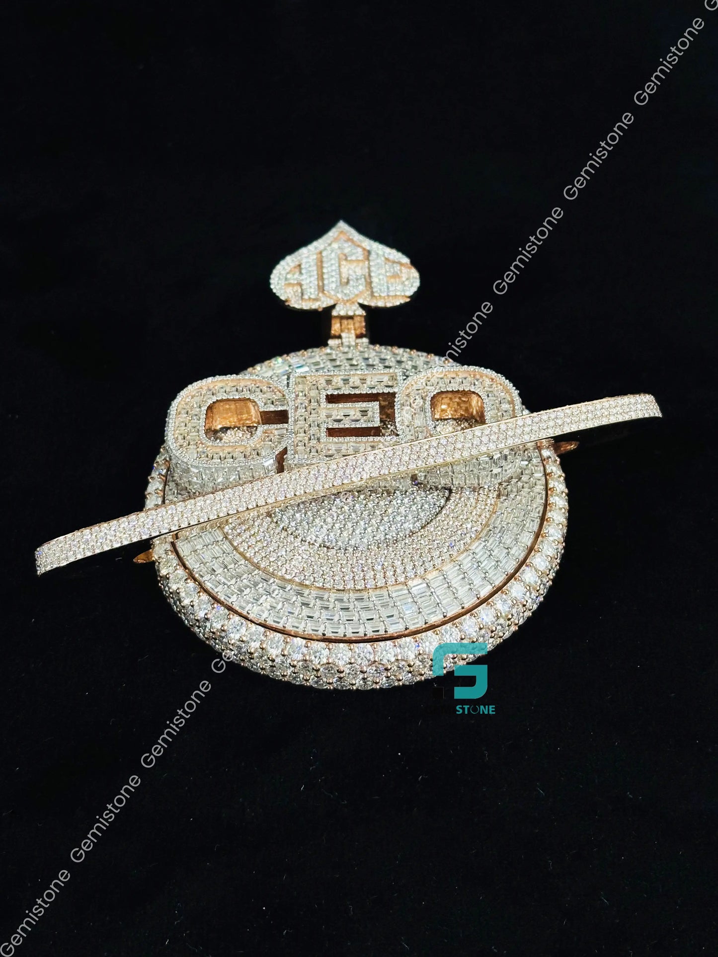 925 Sterling Silver Rose Gold Plated Custom Name CEO Pendant For Men