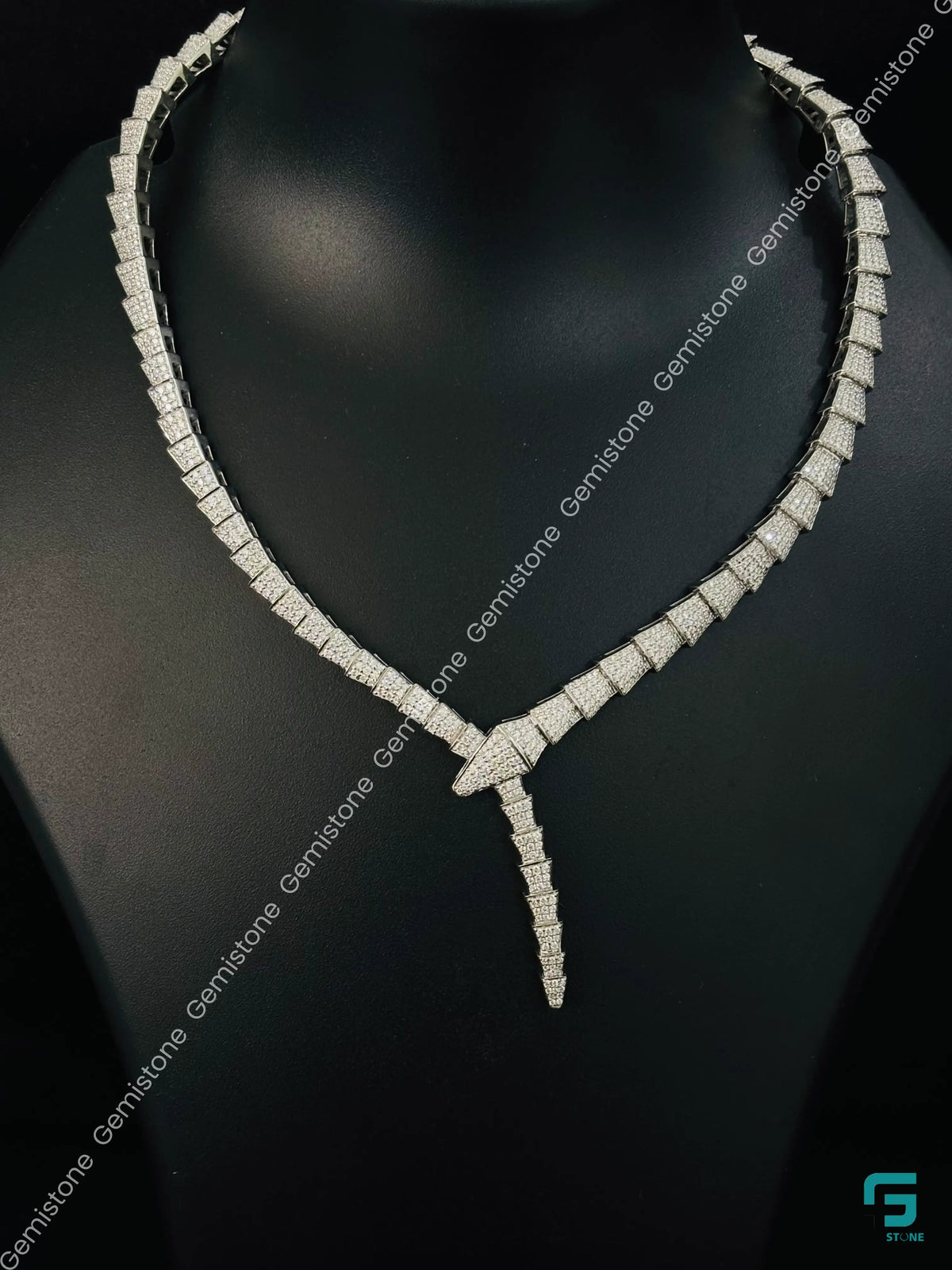 925 Sterling Silver Serpenti Moissanite Diamond Necklace For Women