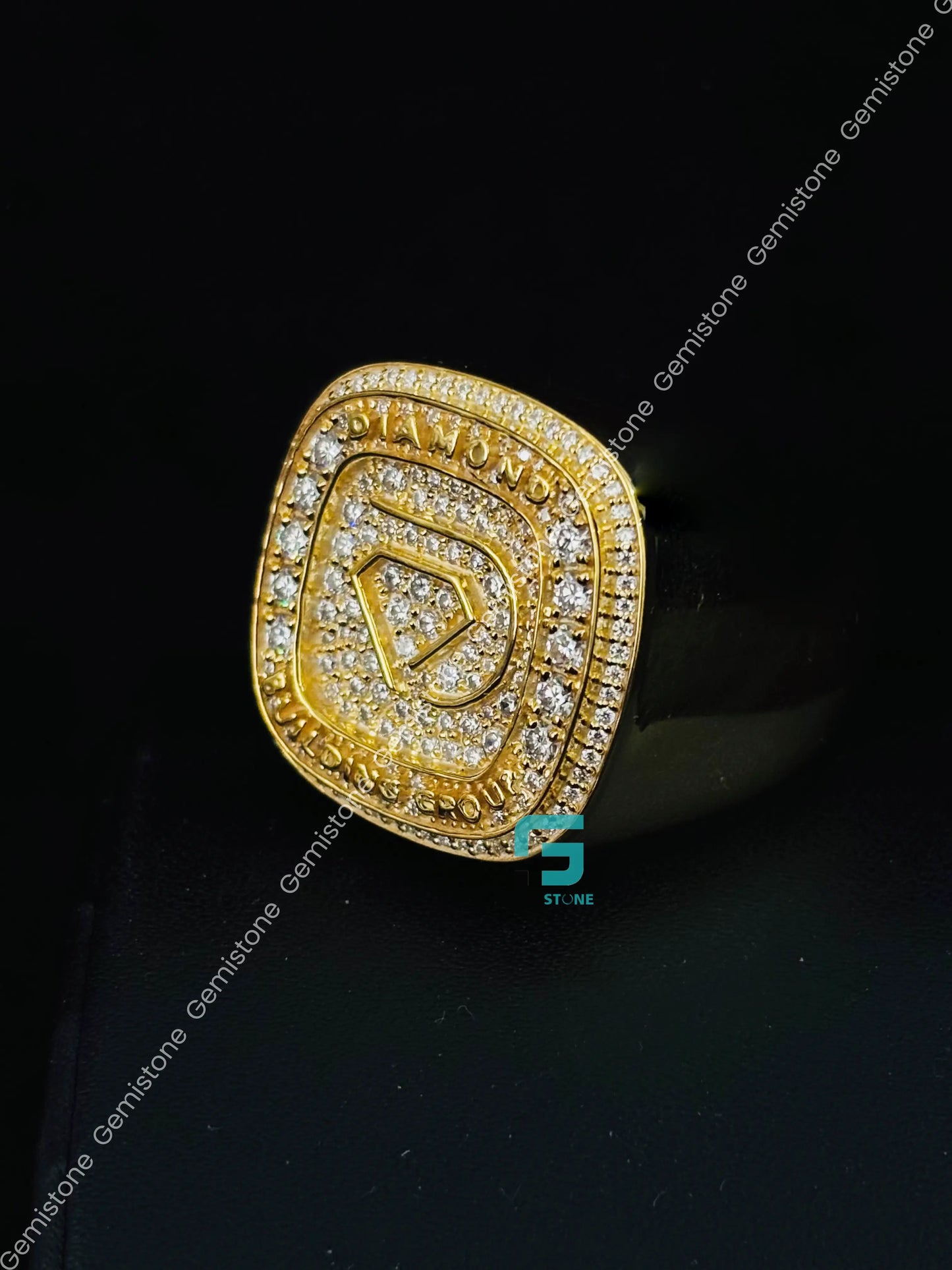 925 Sterling Silver Yellow Gold Palted Diamond Shape Moissanite Ring