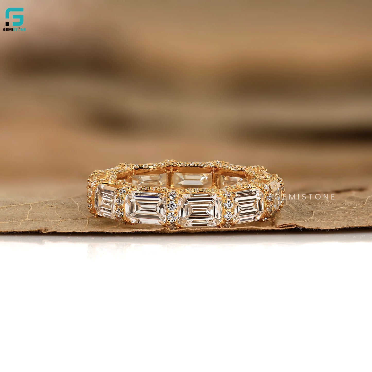 9CT Emerald Lab Diamond Wedding Ring