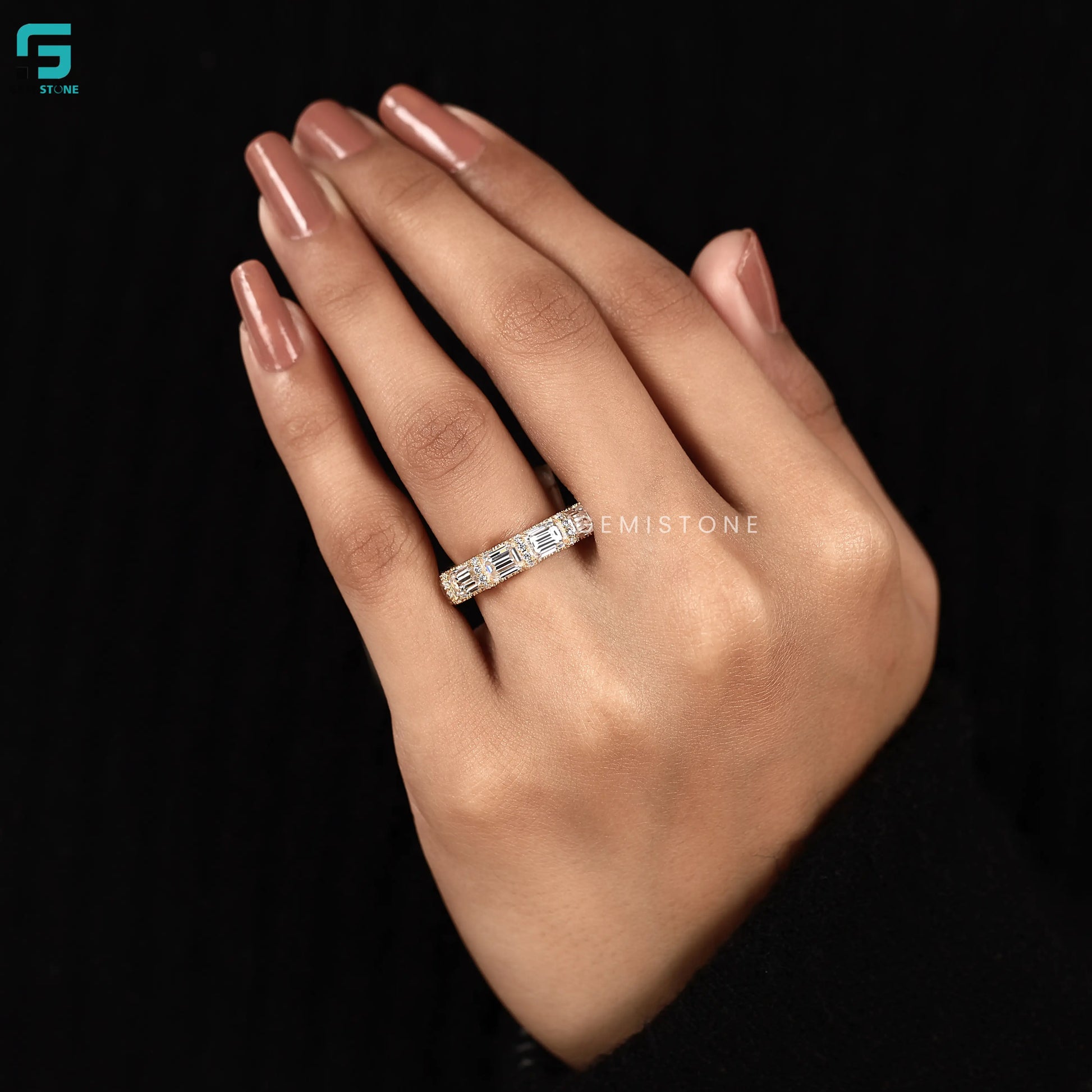 9CT Emerald Lab Diamond Wedding Ring For Women