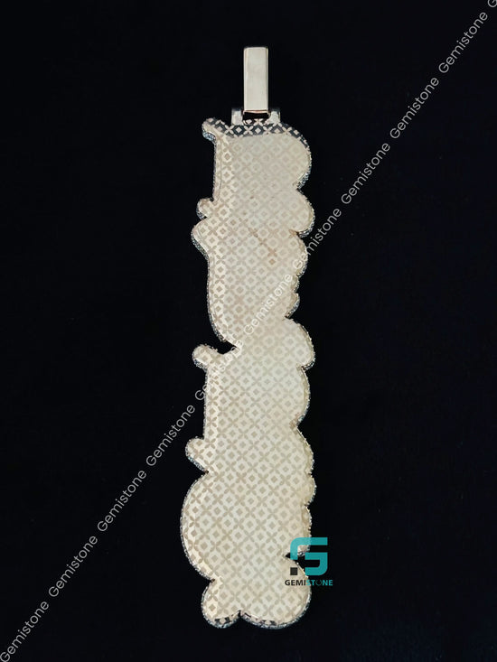 Two Tone Custom Name Baguette Moissanite Vertical Pendant