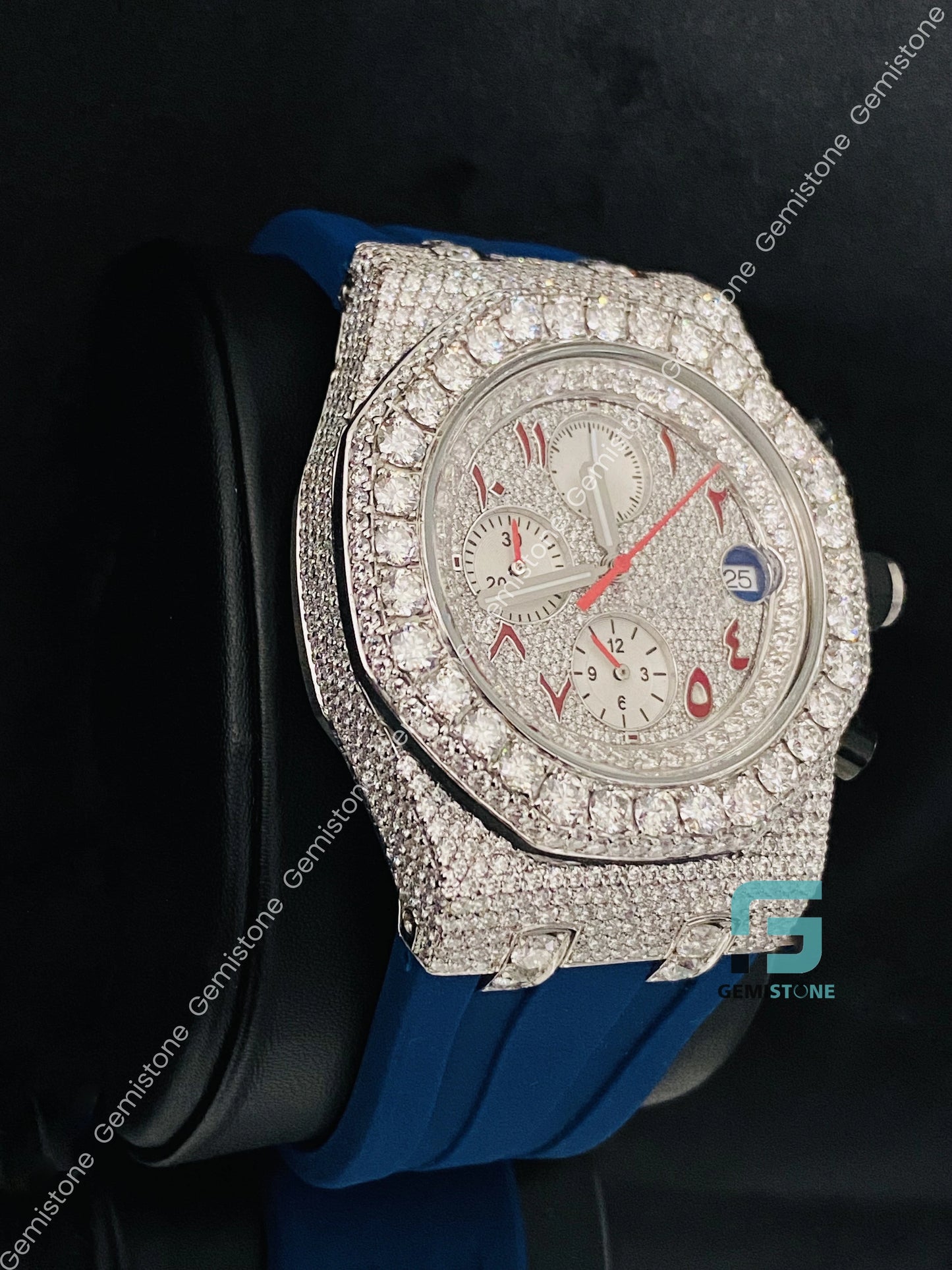 AP Moissanite Big Bezel Red Arabic Number Watch