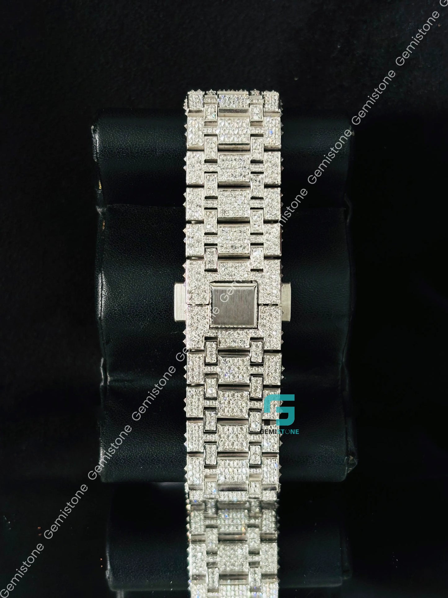 AP Moissanite Black Bar Iced Out Fully Studded Watch