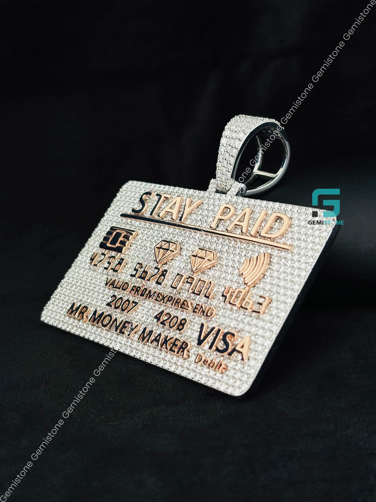ATM Card Iced Out Moissanite Pendant
