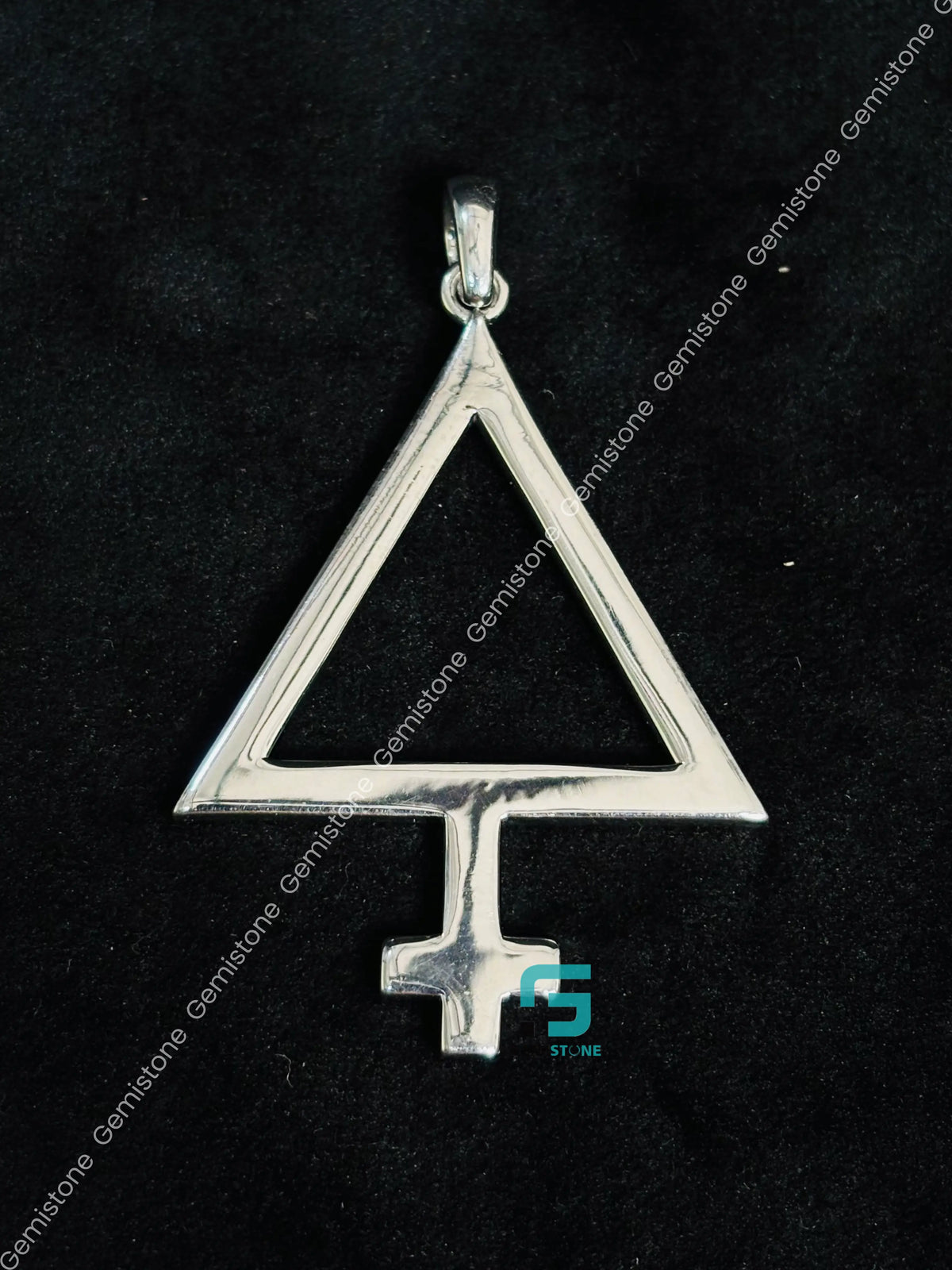 Solid 925 Sterling Silver Alchemy Sulfur Pendant For Unisex