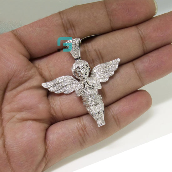 3D Guardian Moissanite Diamond Angel Pendant