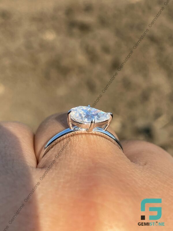 2CT East West Pear Cut Moissanite Solitaire Engagement Ring