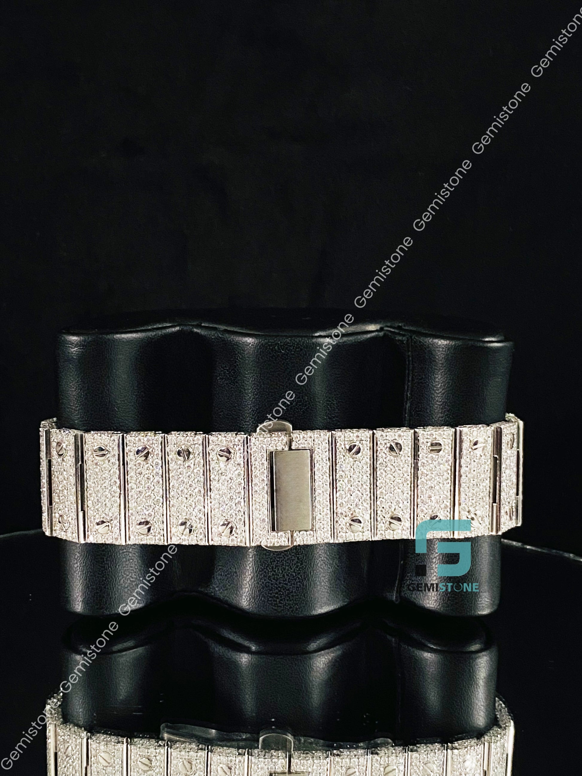 Aqua Blue Hip Hop Moissanite watch