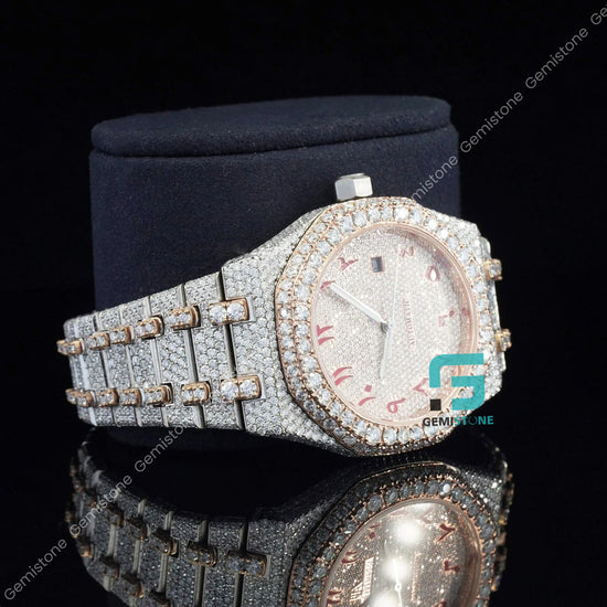 Fully Iced Out Arabic Dial VVS Moissanite Diamond Watch For Sale