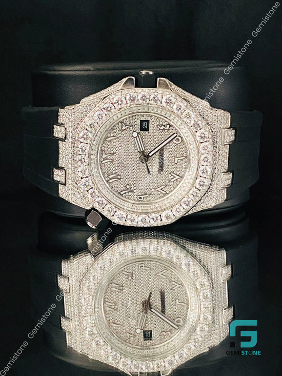 Arabic Number Fully Ice Out Moissanite Watch