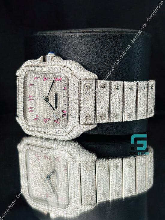 Arabic Number Studded Moissanite Watch