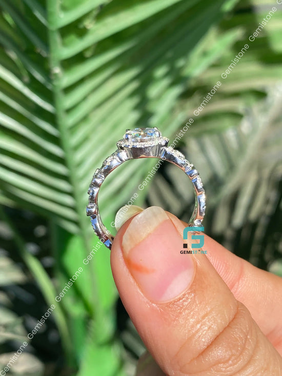 Art Deco Halo Engagement Ring Set