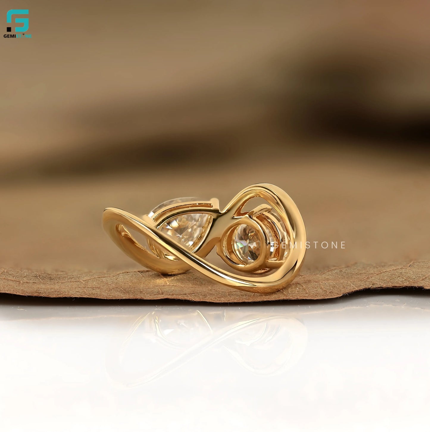 Art Deco Twisted Shank Lab Grown Diamond Ring For Women