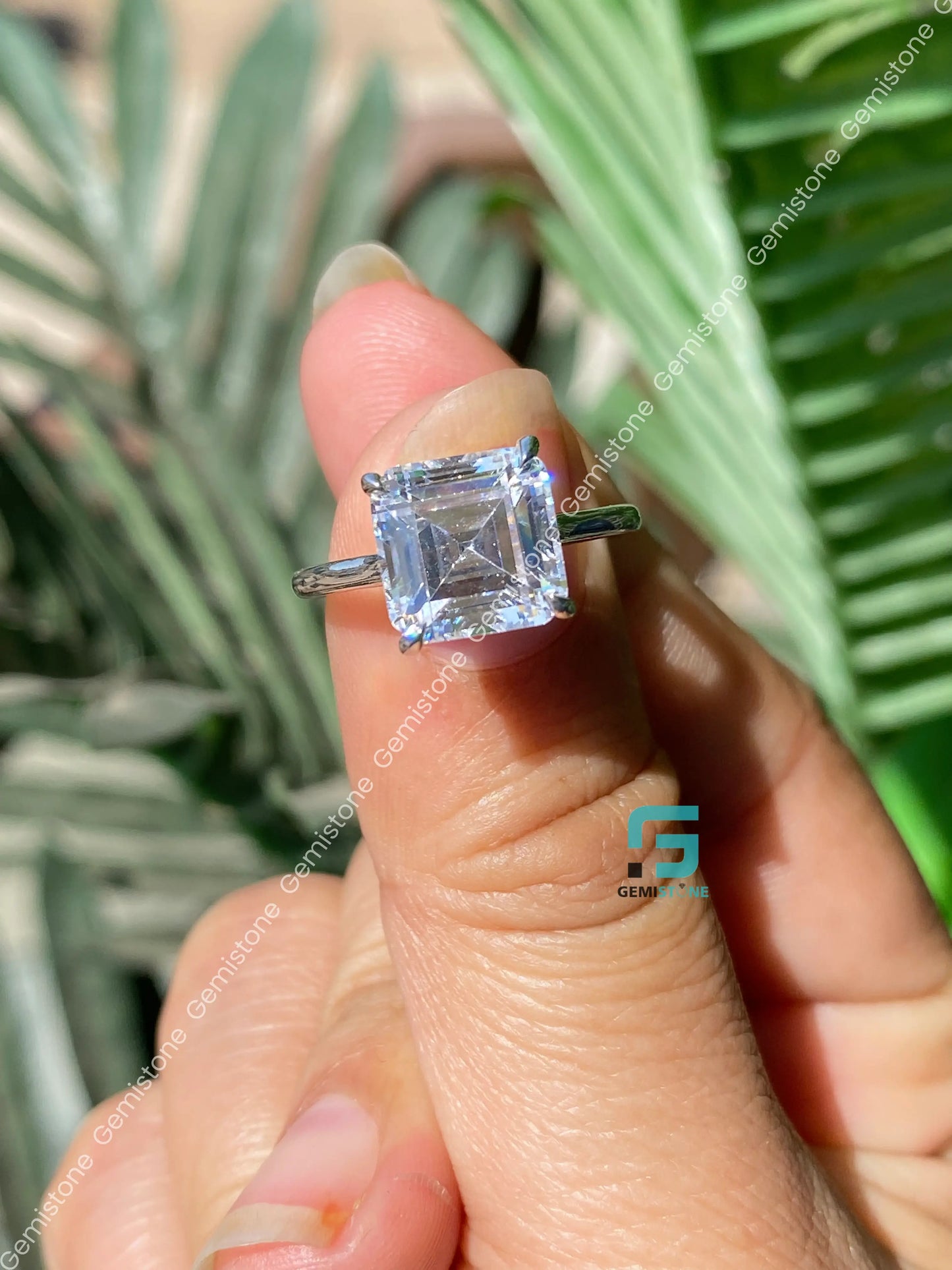 Asscher Moissanite Wedding Ring