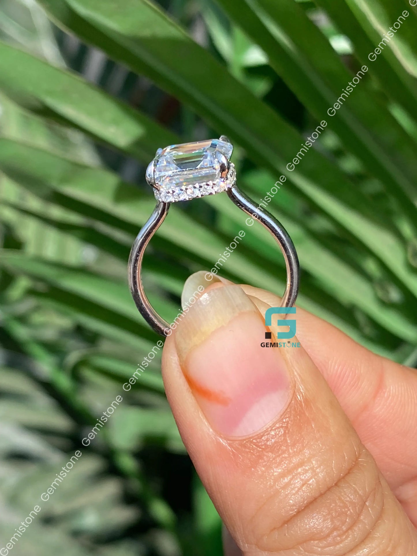 Asscher Moissanite Wedding Ring For Her