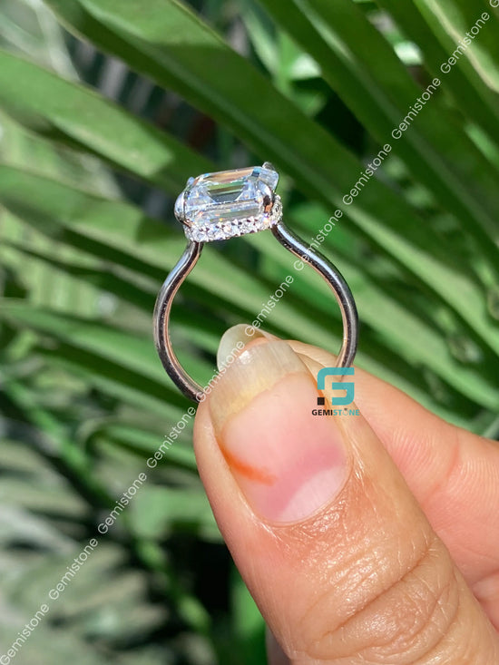 Asscher Moissanite Wedding Ring For Her