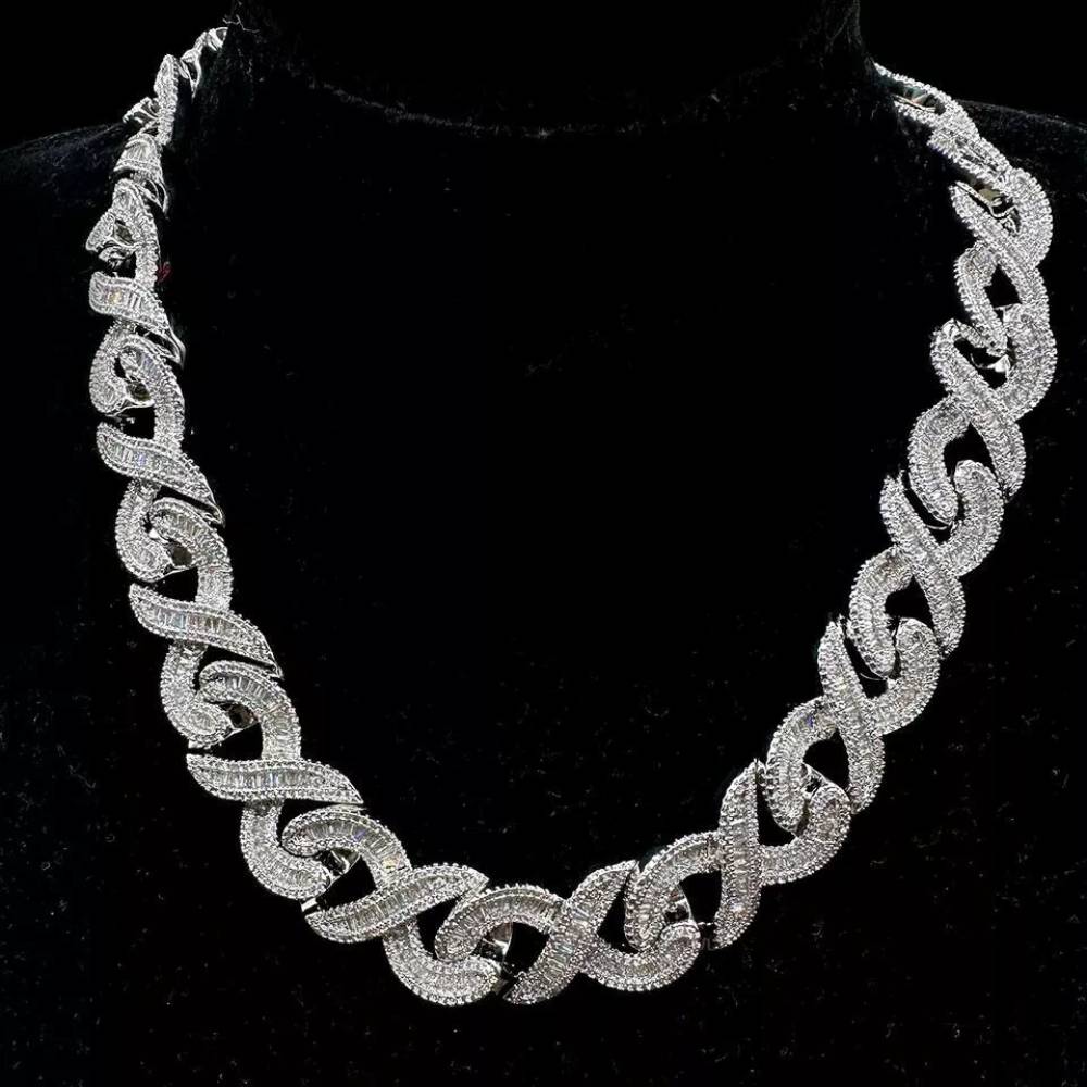 20MM Heavy Hip Hop Moissanite Baguette Link Cuban Chain Choker 22"