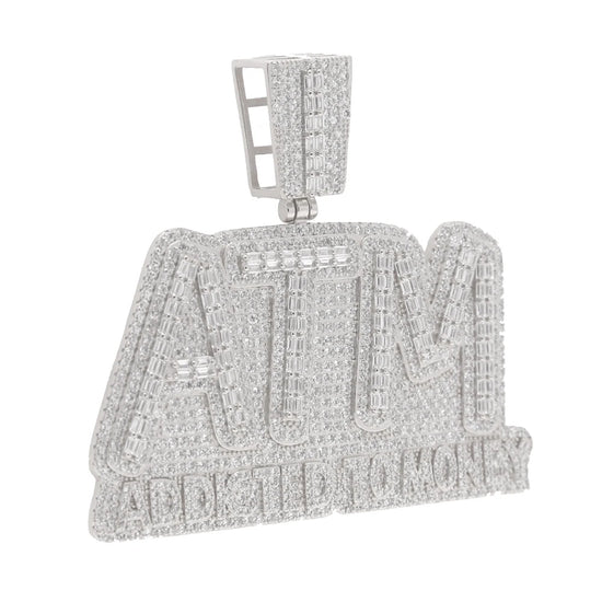 Custom Iced Out Bling Moissanite Diamond 3D "Addicted To Money ATM" Pendant