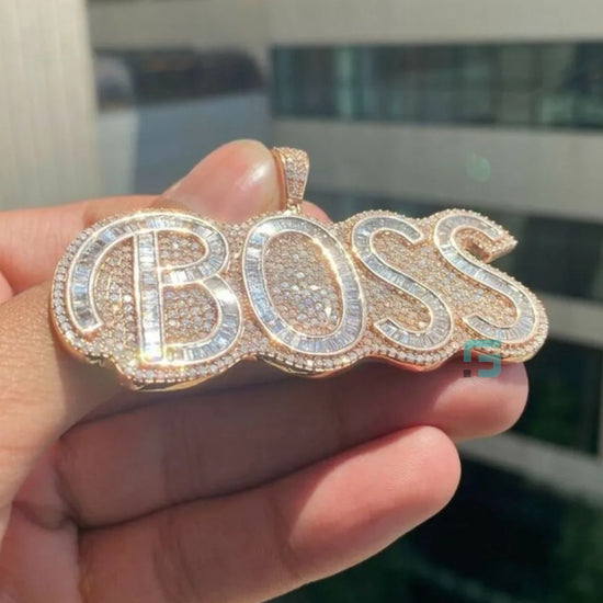 Iced Out Moissanite Custom Name Boss Pendant