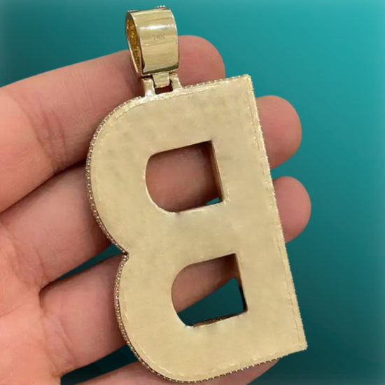 Baguettte and Round Moissanite Diamond Custom Initial Iced Out Letter Pendant