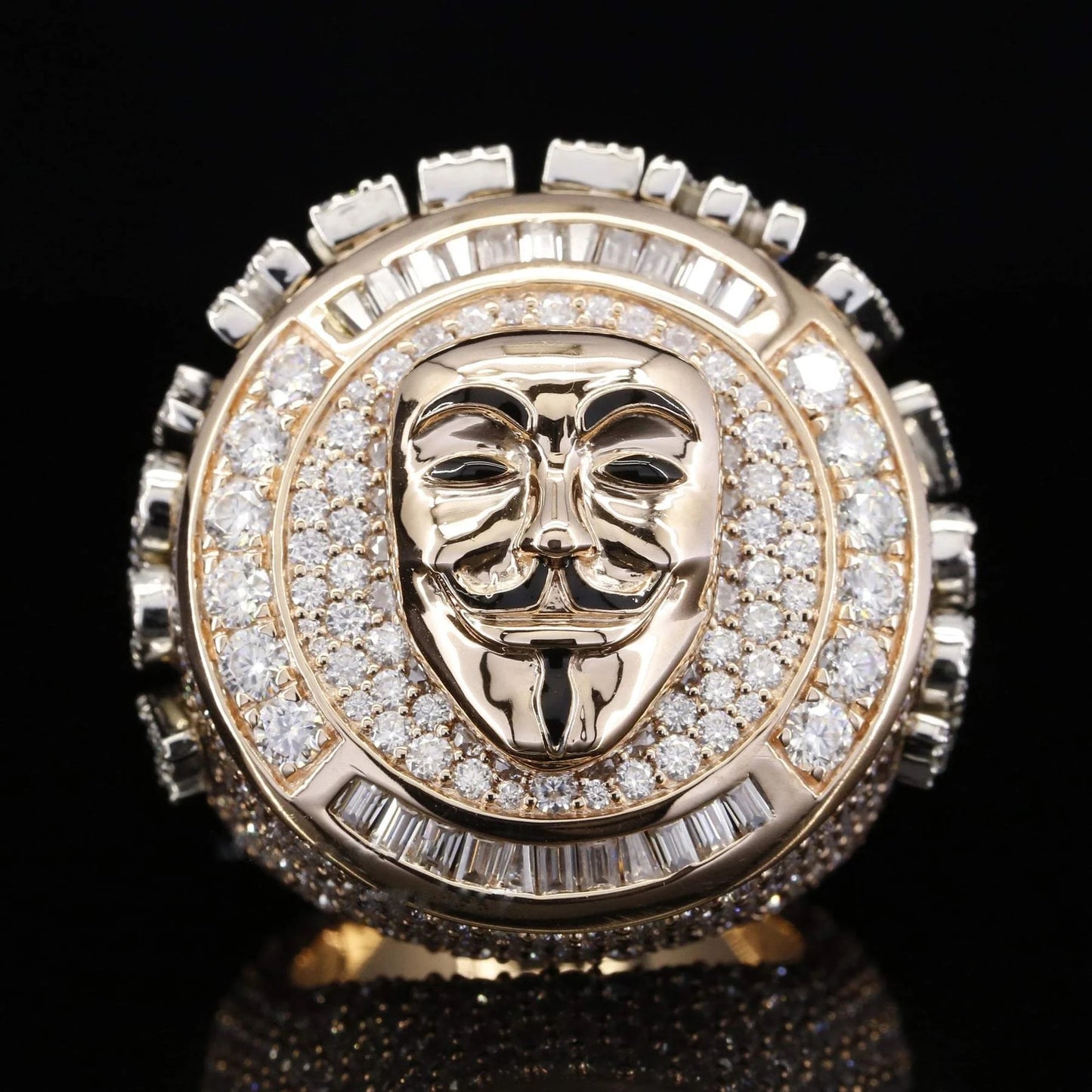 925 Silver Full Eternity Bust Down Moissanite V For Vendetta Ring