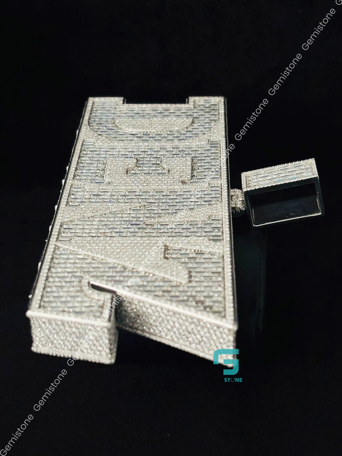 Baguette & Round Moissanite Name DENZ Rappers Pendant