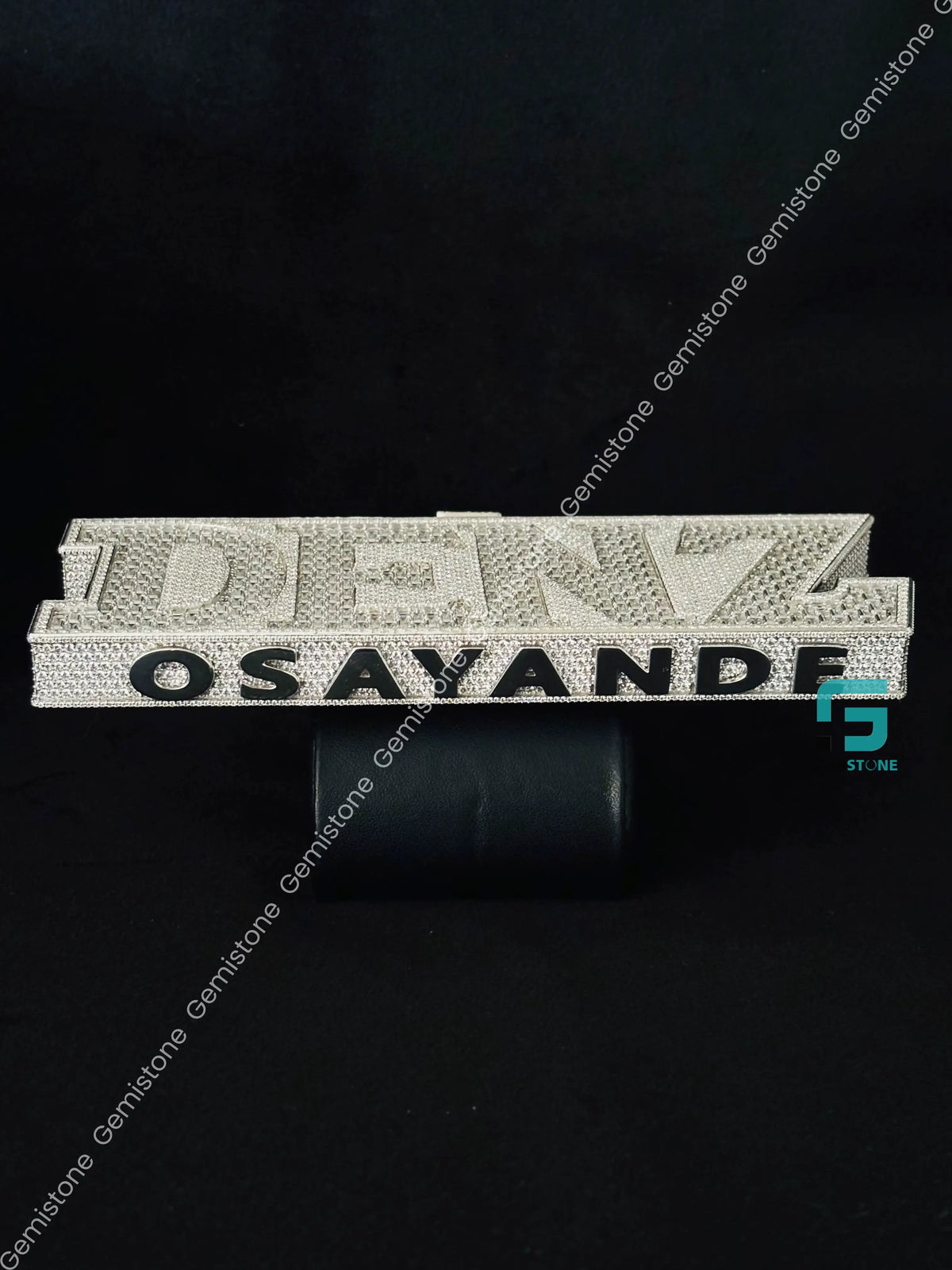 Baguette & Round Moissanite Name DENZ Rappers Pendant