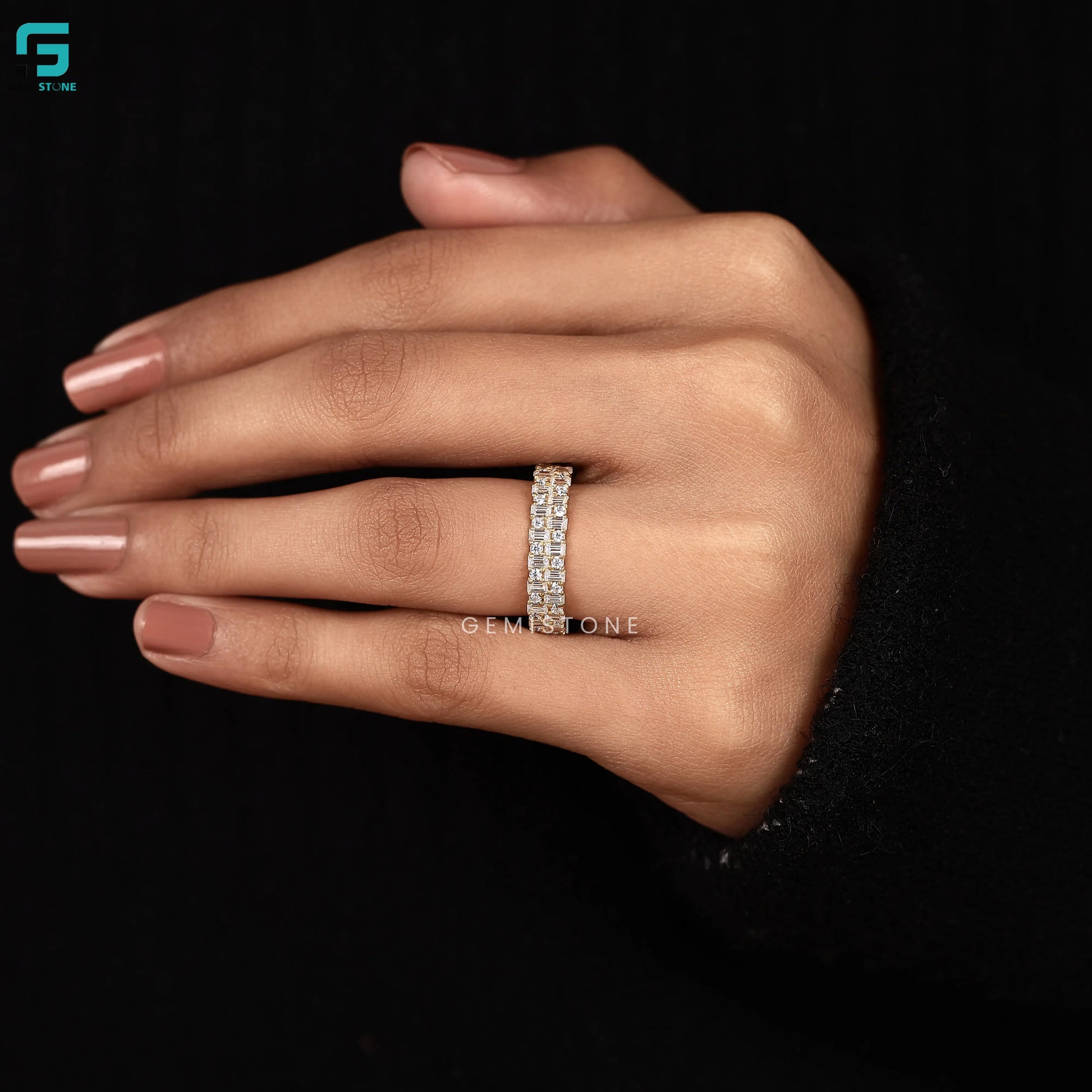 Baguette And Round Cut Lab Diamond Full Eternity Wedding Band
