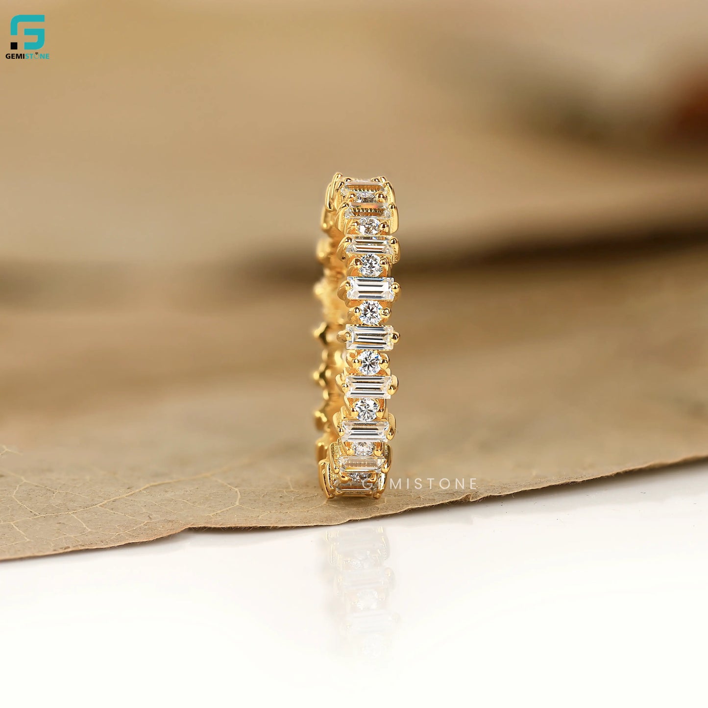 Baguette And Round Lab Diamond Full Eternity Wedding Band For Women