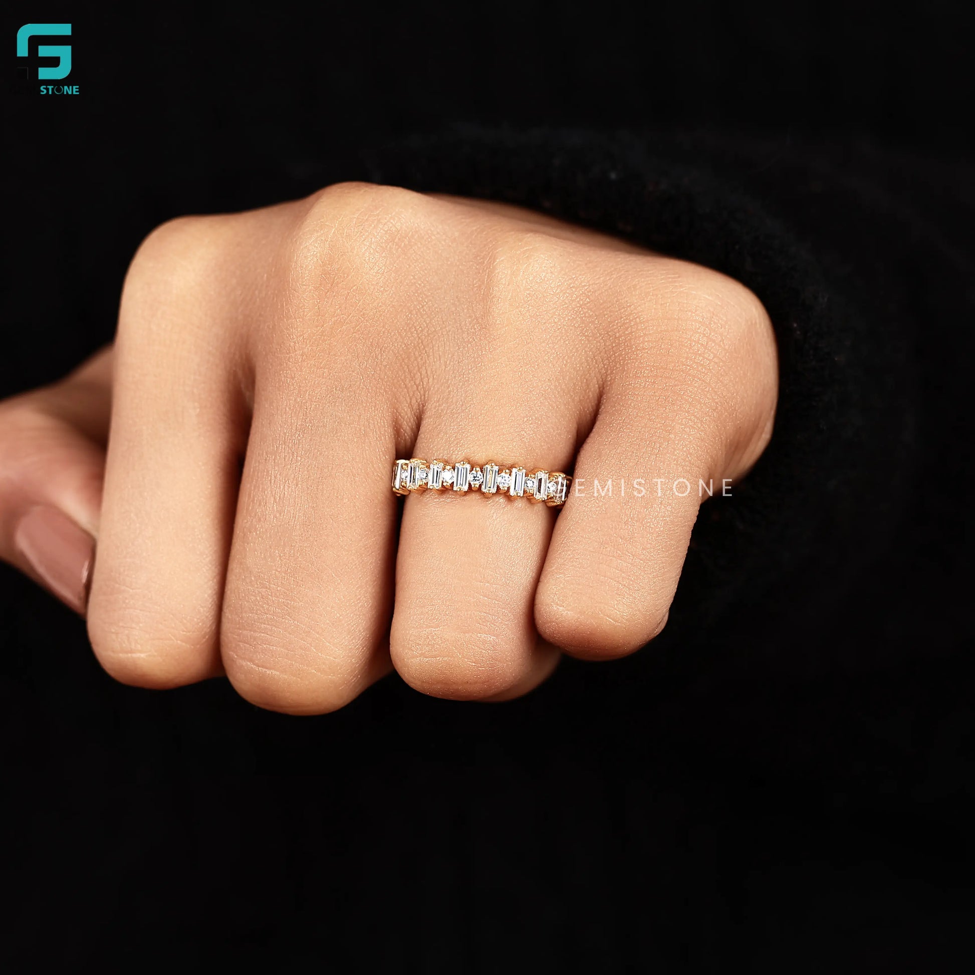 Baguette And Round Lab Grown Diamond Full Eternity Wedding Band 