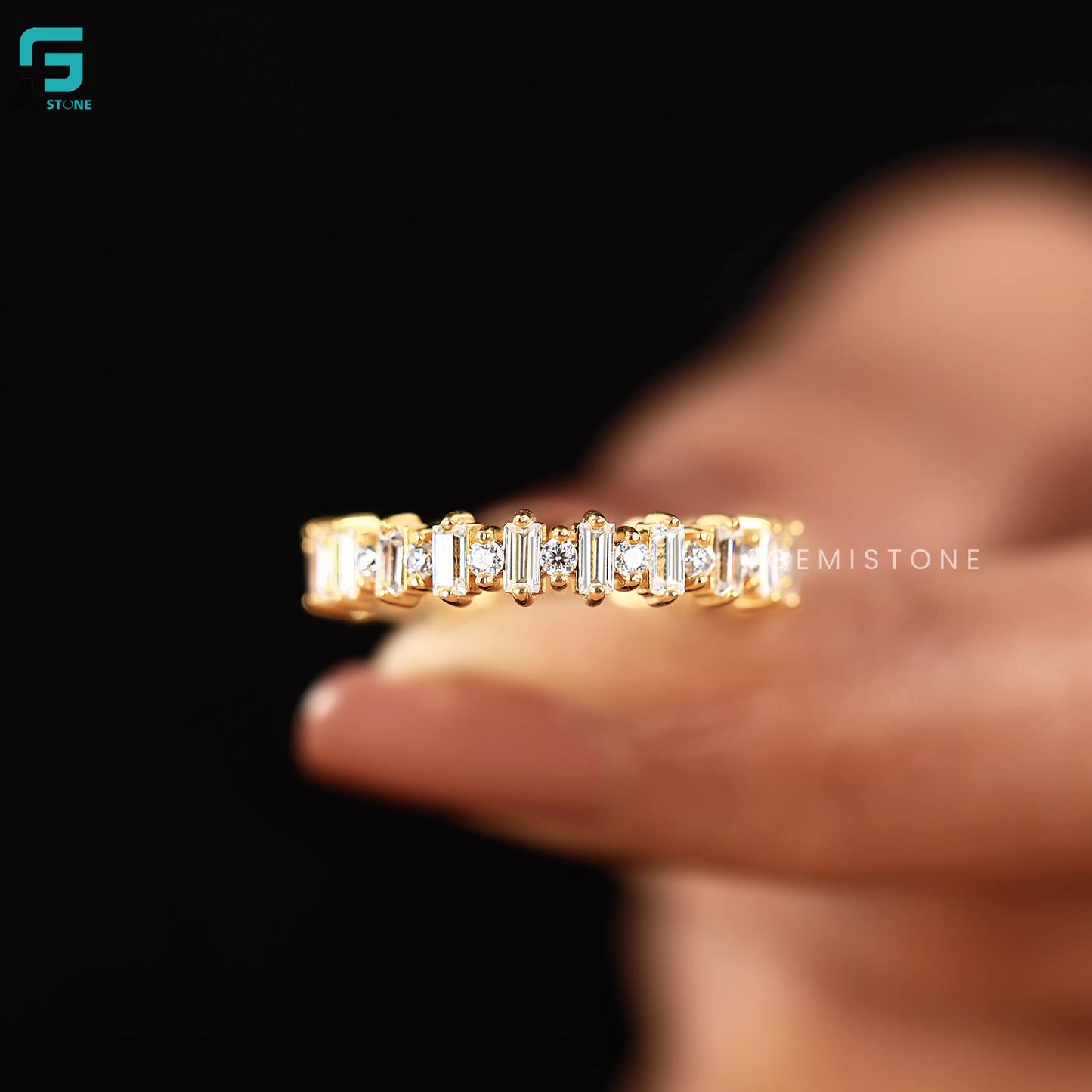 Baguette And Round Lab Grown Diamond Full Eternity Wedding Band For Women