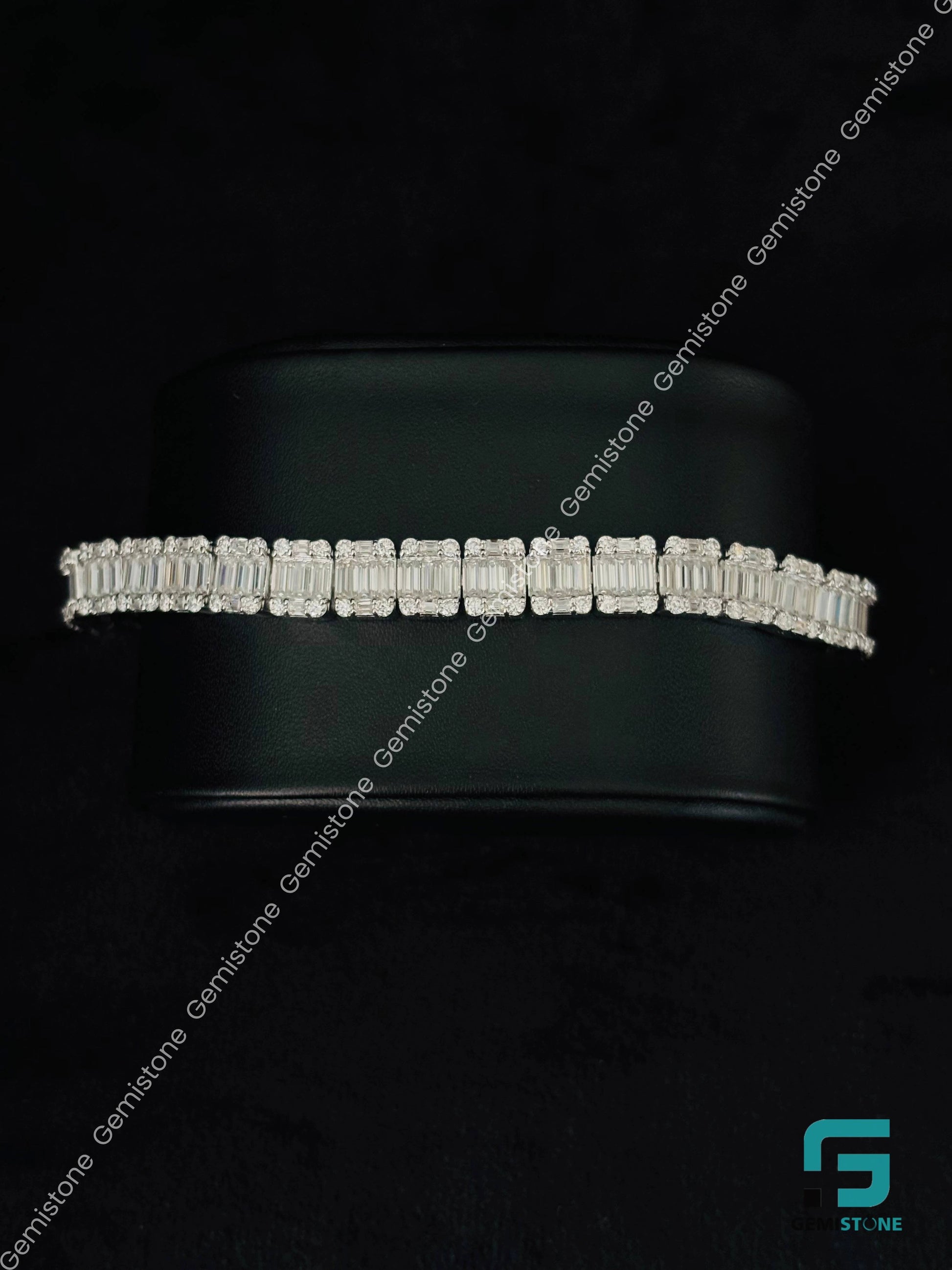 Baguette Bust Down Hip Hop Studded Bracelet