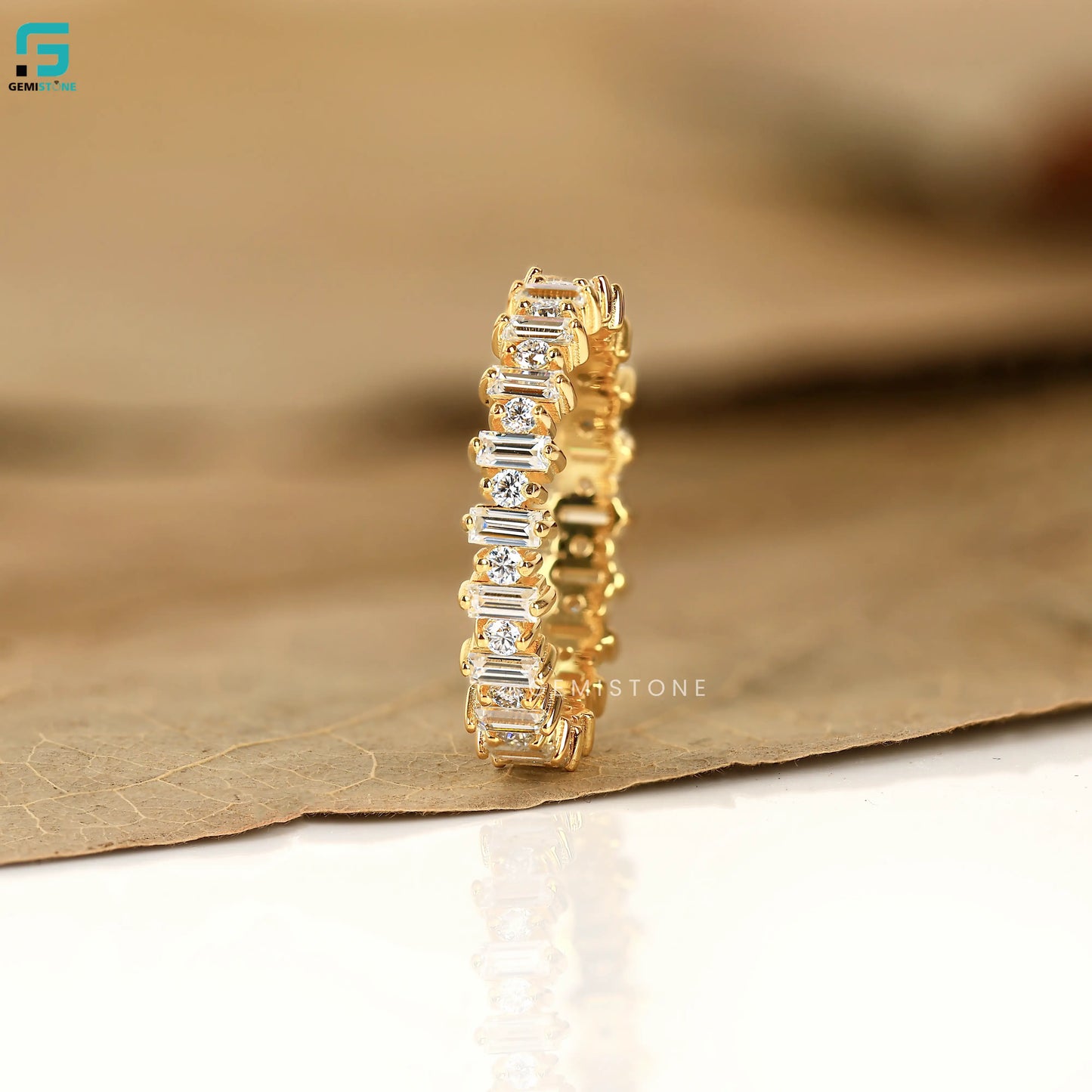Baguette Lab Diamond Full Eternity Wedding Band For Women