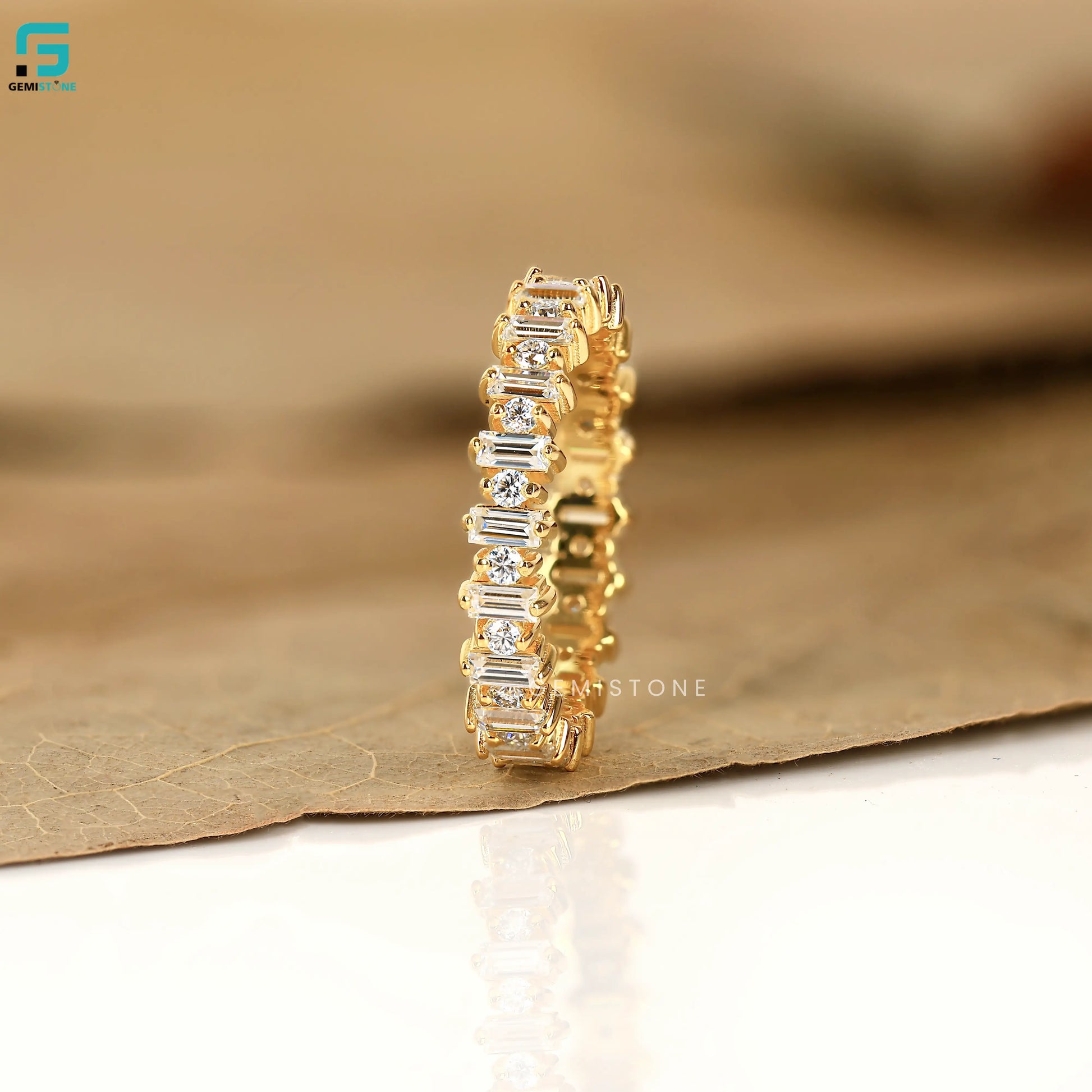 Baguette Lab Diamond Full Eternity Wedding Band For Women