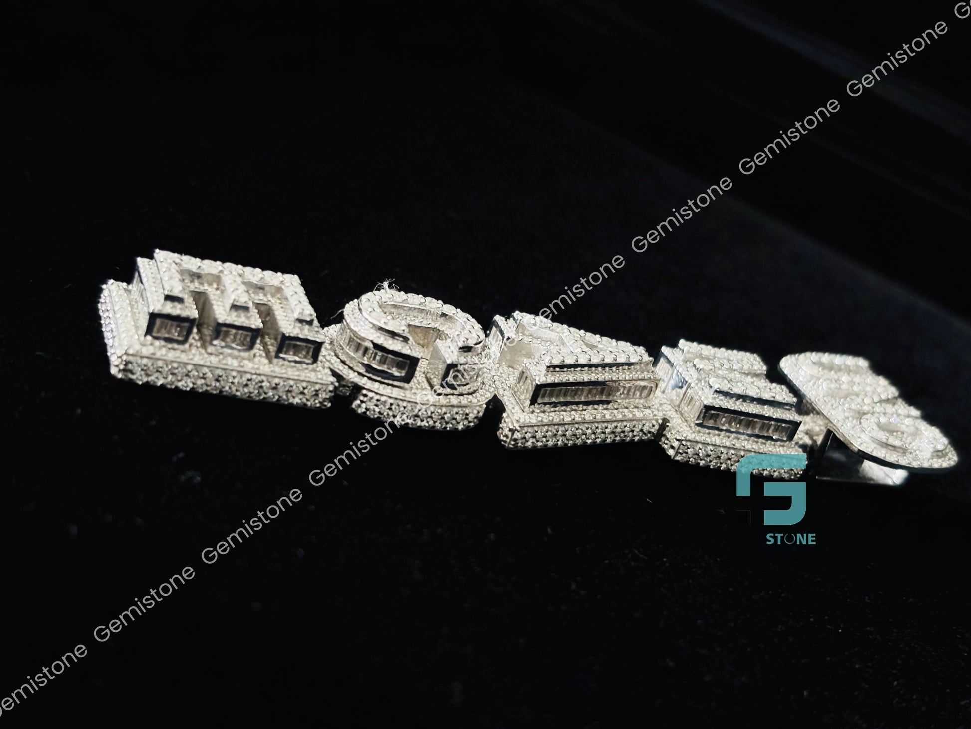 Baguette Moissanite Custom Name Pendant