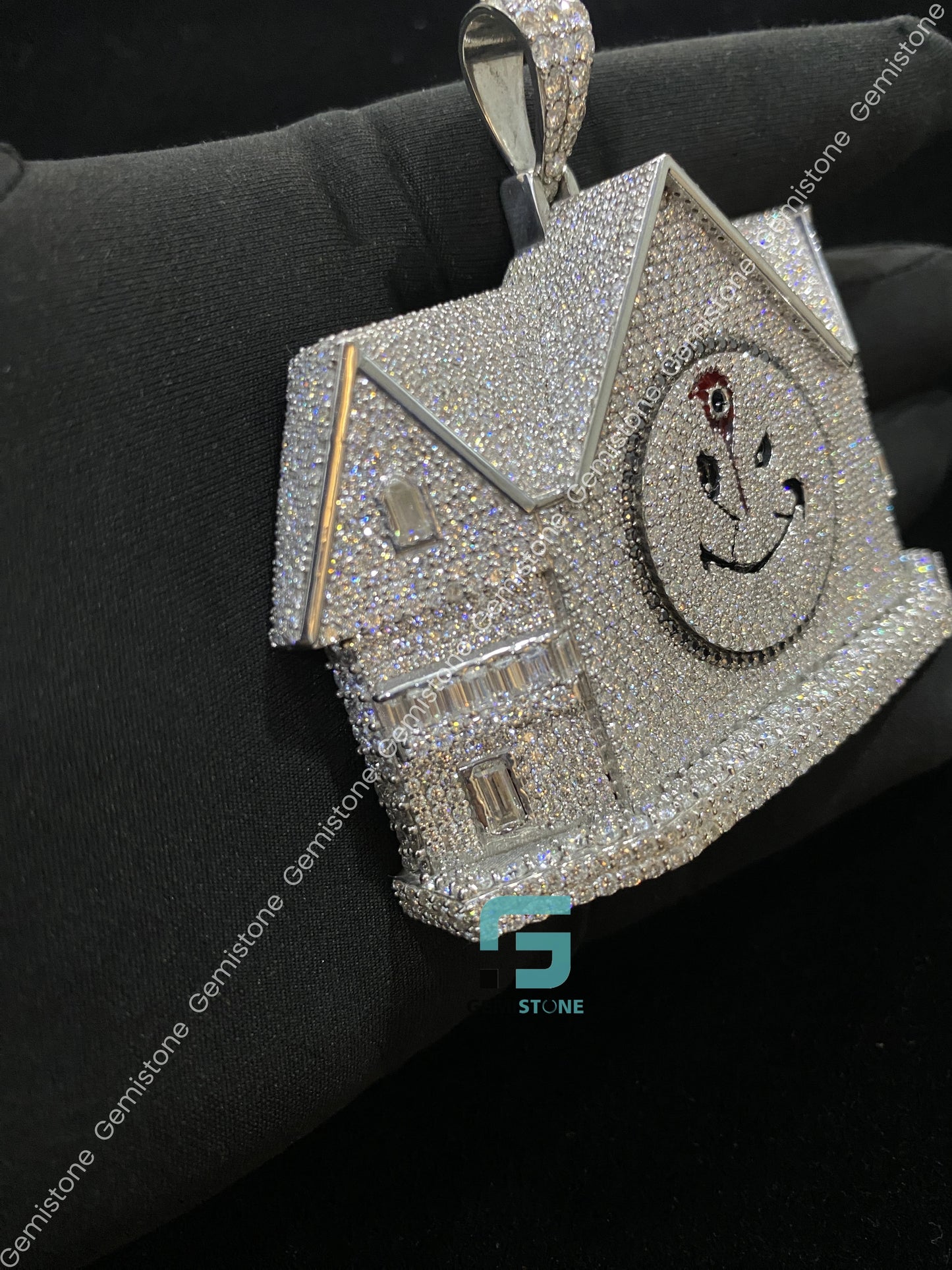 Baguette Moissanite Fully Ice Out Pendant