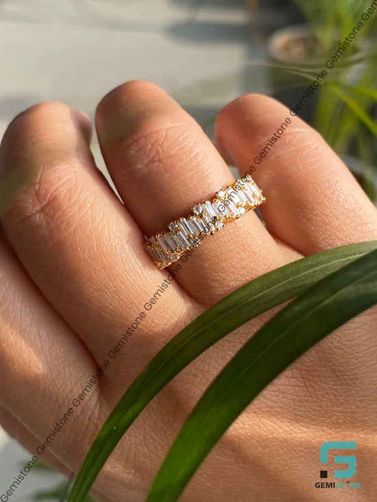 Baguette Moissanite Half Eternity Wedding Band