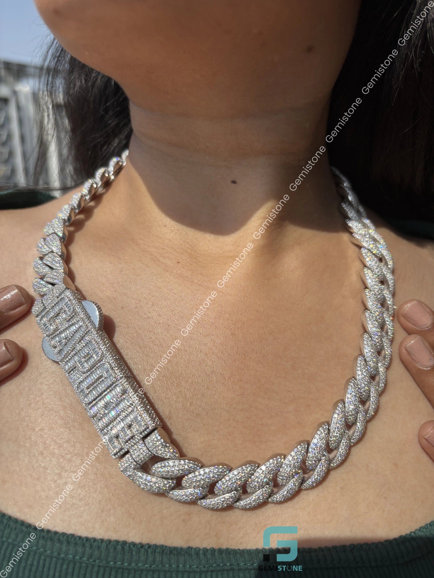 Baguette Moissanite Iced Out Cuban Link