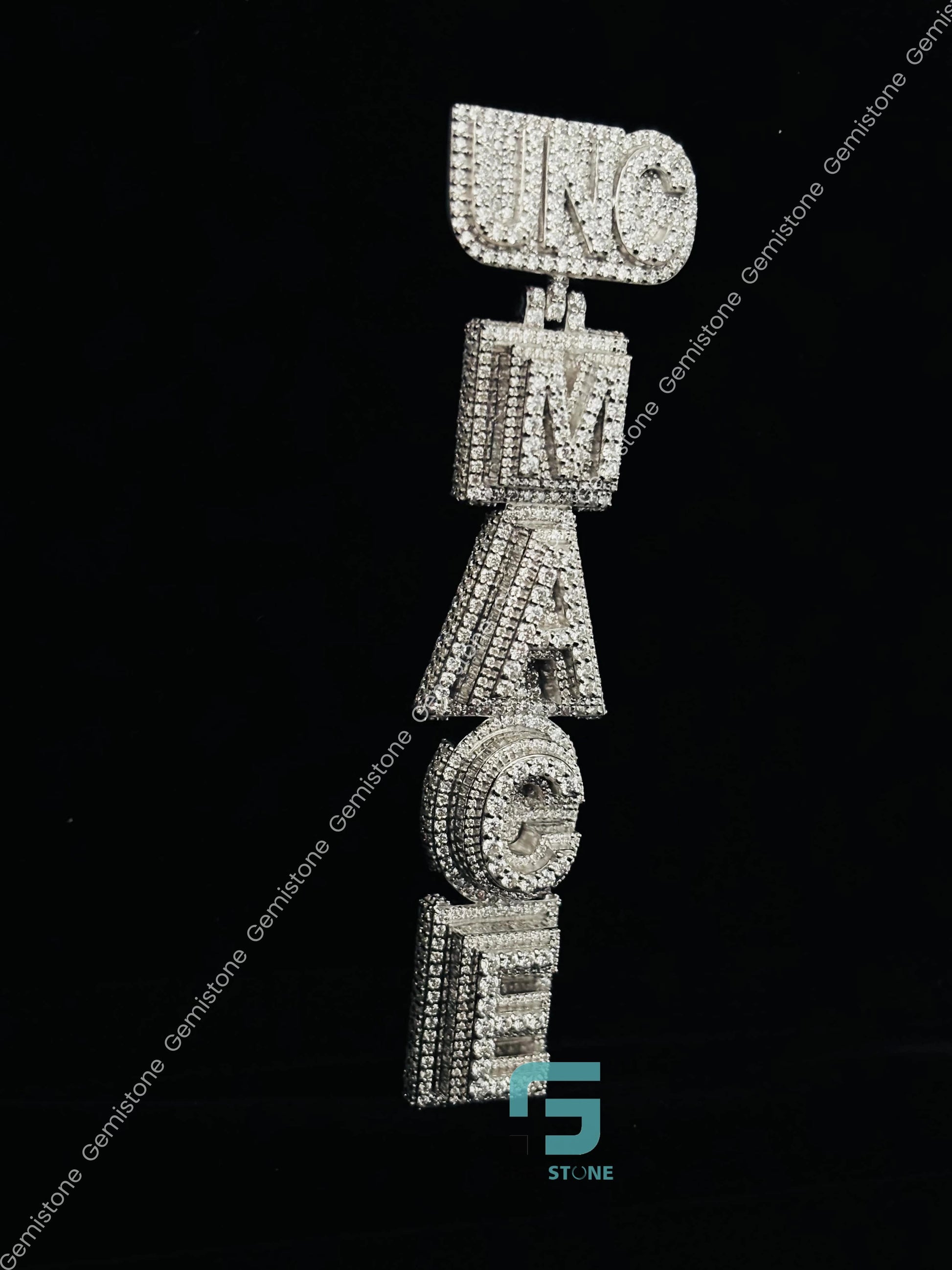 Baguette Moissanite Vertical Silver Pendant