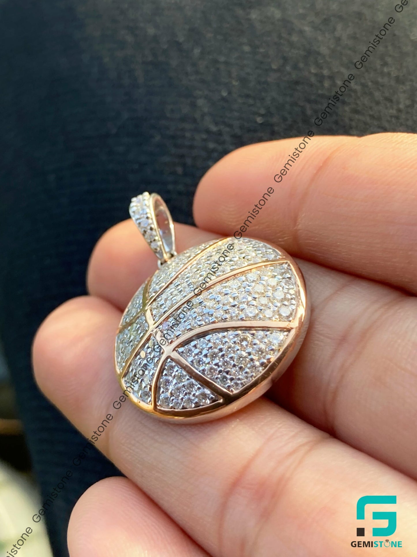 Shop Fully Iced Out Moissanite Diamond Basketball Pendant
