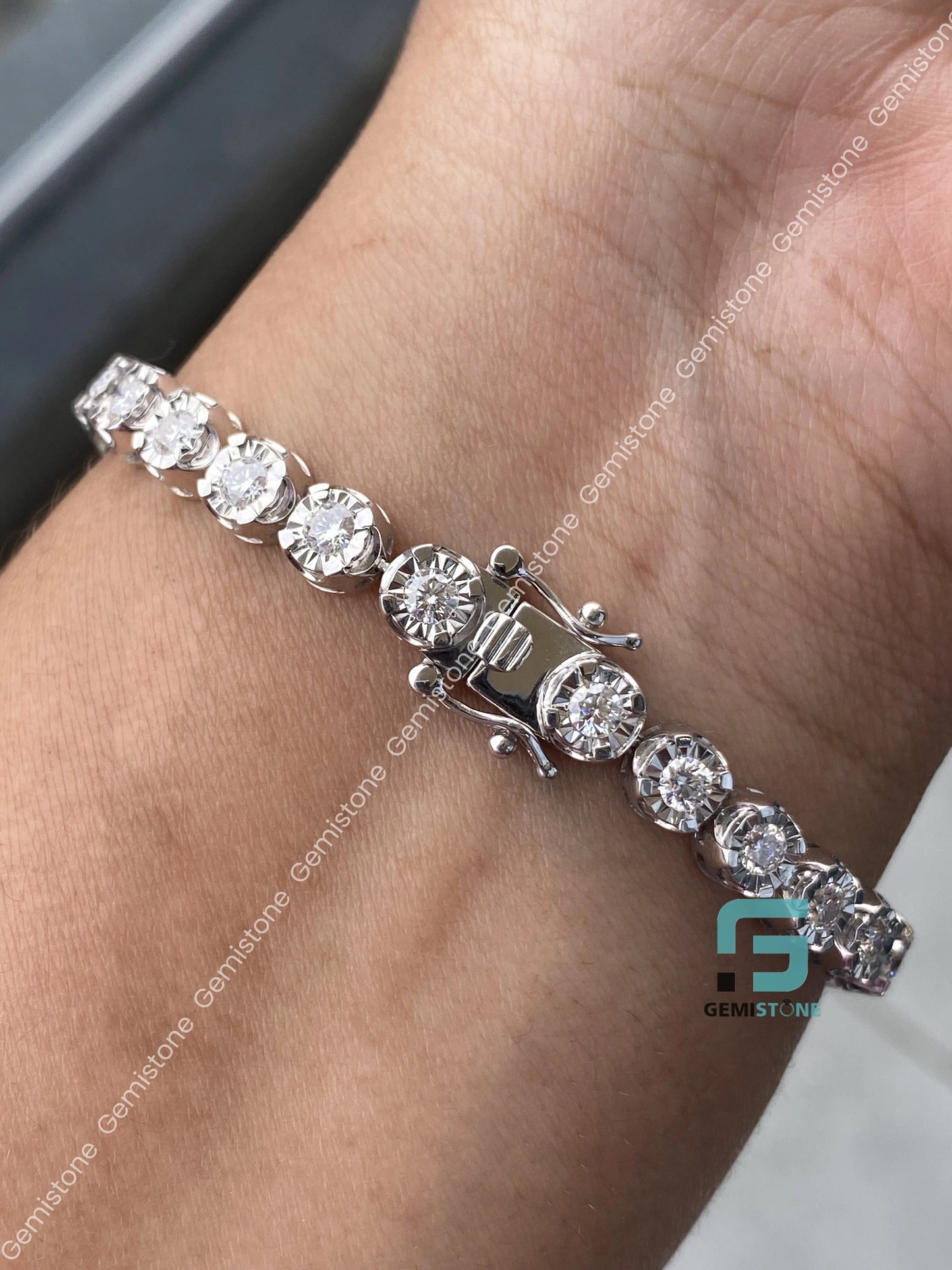 Bezel Set Moissanite 5.5MM Tennis Bracelet