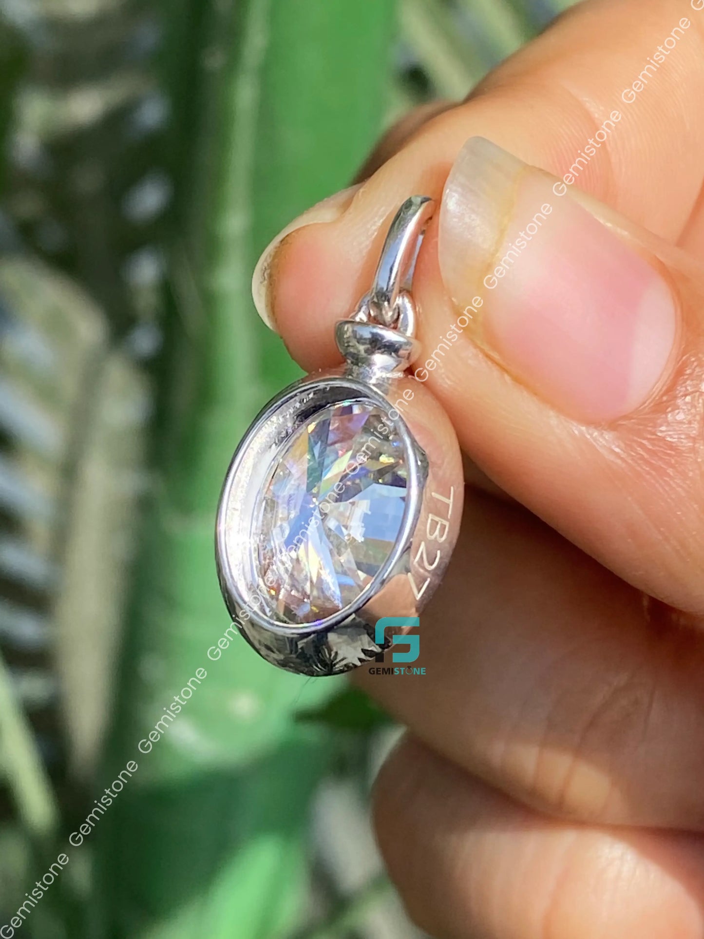 Bezel Set Prong Oval Cut Moissanite Pendant For Women