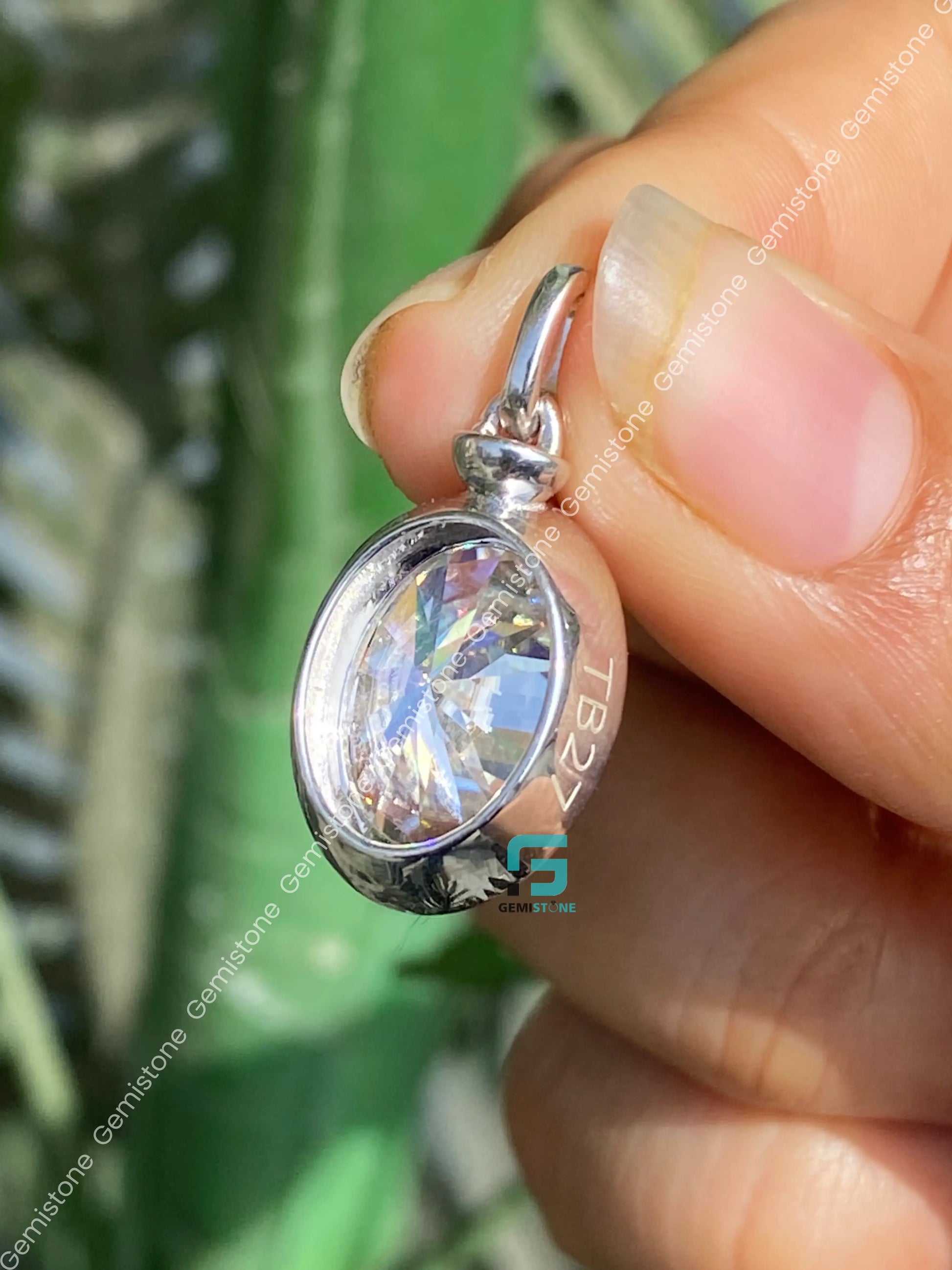 Bezel Set Prong Oval Cut Moissanite Pendant For Women