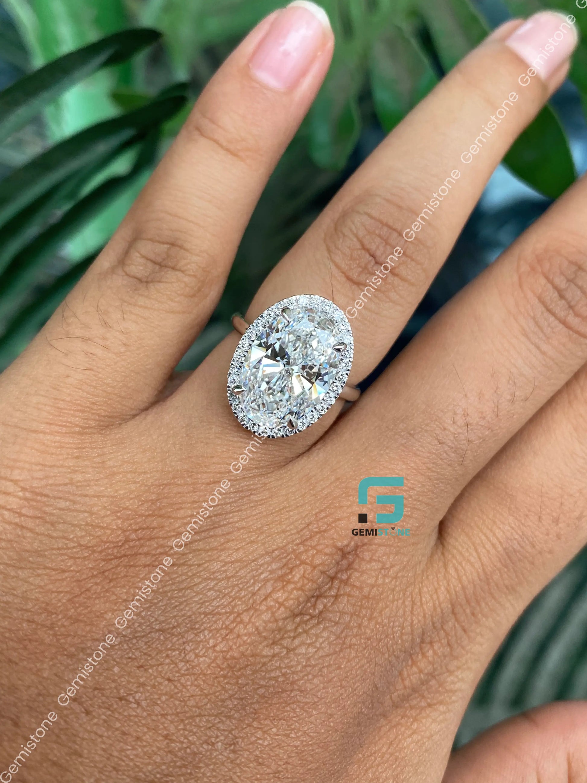 Big 6CT Oval Hidden Halo Moissanite Ring