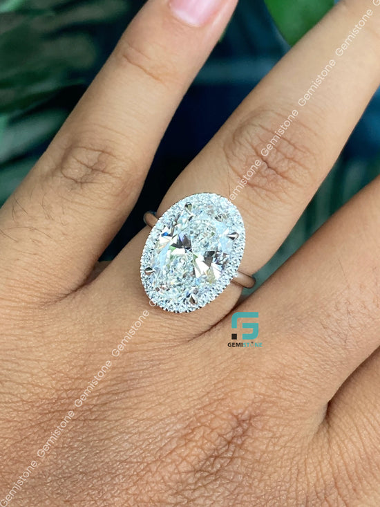 Big 6CT Oval Hidden Halo Moissanite Ring For Women